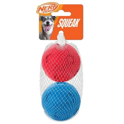Imagen de Nerf Dog (Lote de 2 fútbol Squeak Pelota para Perros, Rojo/Azul, pequeño