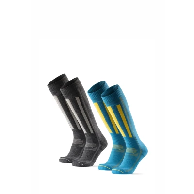 Imagen de DANISH ENDURANCE Calcetines de Esquí Térmicos Lana Merino, 2 pack, Multicolor: 1 x Gris Oscuro, Azul/Amarillo, 39 42