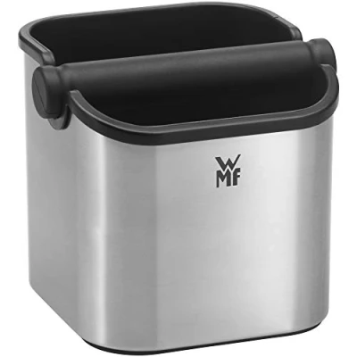 Imagen de WMF Lumero Knock Box para posos de café recubrimiento acero inoxidable Cromargan, reducción ruido, silicona antideslizante, compacto, cajetilla plástico, fácil limpieza
