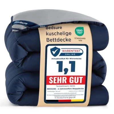 Imagen de Bedsure Edredon Cama 105 Entretiempo Relleno Nordico 200x200 cm de 300 gr/m² para 105x190, Edredones Otoño y Primavera, Fibra Suave Azul
