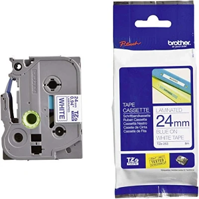 Imagen de Brother TZE253 Cinta, color azul y blanco