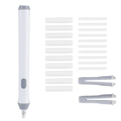 Imagen de borrador eléctrico con batería, lápiz automático, kit de forma 22 recambios para dibujo, pintura(White)