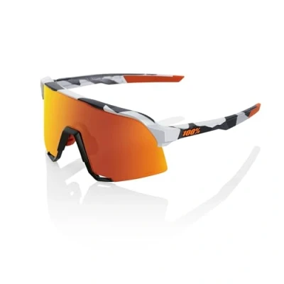 Imagen de Gafas de Ciclismo 100% S3 Soft Tact Grey Camo, Blanco/Negro/Naranja, Lente Naranja/Rojo