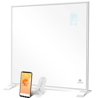 Imagen de KESSER® Panel Calefacción infrarroja Aparato Independiente Ahorro de energía, Montaje en la Pared, con Control Remoto Termostato y aplicación Calefactor eléctrico Pies Soporte