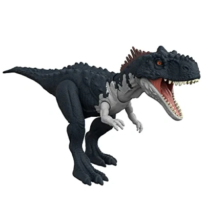 Imagen de Jurassic World Dominion Roar Strikes Rajasaurus Dinosaurio figura de acción con sonidos, juguete +4 años (Mattel HDX45)