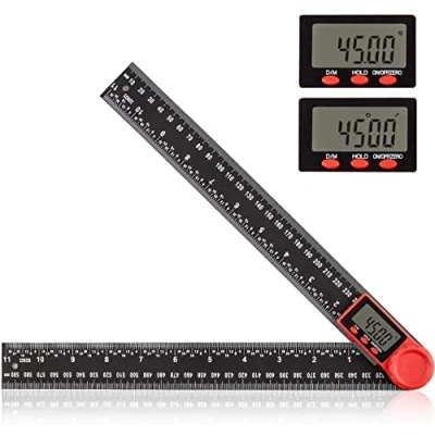 Imagen de Medidor de Ángulos Digital LCD 2 en1 Transportador Ángulo 360 Aweohtle Regla Medición 0 400 mm y 000.0 999.9 ,con Función Bloqueo para Trabajos en casa, Artesanos Bricolaje