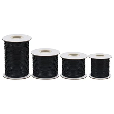Imagen de Handi Stich Cordón Encerado Negro para Hacer Joyas (4 Tamaños) Grosor de 0,5/1/1,5/2 mm Cada Rollo Hilo Pulseras Tiene 50 m Cuerda Manualidades, Collares, Costura