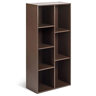 Imagen de Amazon Basics Estantería con 7 compartimentos, estante de oficina, librería, salón, dormitorio, cubo, Espresso, 50 x 24 106 cm