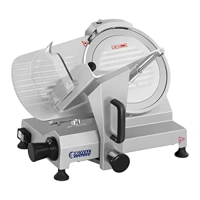 Imagen de Royal Catering Cortadora de Fiambre RCAM 250 (48 x 38 37 cm, 150 W, Espesor corte 0 12 Tamaño la cuchilla Ø mm, Unidad afilado, Acero inoxidable)