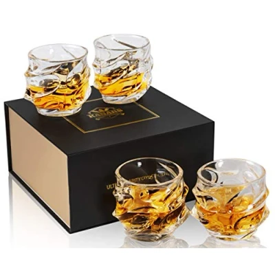 Imagen de KANARS Vasos de Whisky, Copas Whiskey Cristal para Martini, Coñac, Bourbon, Scotch, Caja Regalo Lujo, 320 ml, 4 Piezas