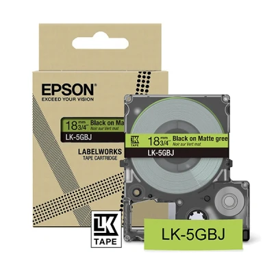 Imagen de Epson LabelWorks LK 5GBJ Cartucho de cinta para etiquetado compatible con LW C610 y C410 Verde mate/negro 18mm