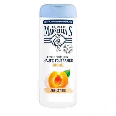 Imagen de Le Petit Marseillais Crema de ducha alta tolerancia rica albaricoque orgánico (frasco 400 ml) 98% ingredientes origen natural Gel para pieles secas y sensibles