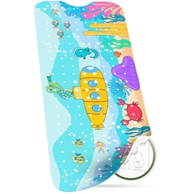 Imagen de SilverRack alfombrilla de bañera 100 x 40 cm (diseño submarino), antideslizante, sin BPA, para niños y bebés, ducha resistente al moho lavable a máquina