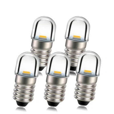 Imagen de Ruiandsion 5 bombillas LED E10 de 1 W y 4,5 V, color blanco cálido, sustituyen a la antorcha para faros delanteros, mini cabeza, tierra negativa