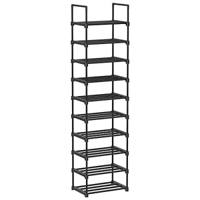 Imagen de SONGMICS Estante para zapatos de 10 niveles, soporte alto, finos, almacenamiento zapatos, metal, ahorro espacio, vestidor, entrada, 30 x 45 174 cm, negro LSA25BK
