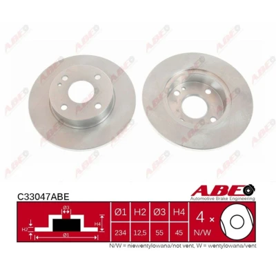 Imagen de ABE C33047ABE Disco de freno Eje delantero 235 12 4 macizo