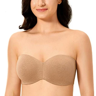 Imagen de DELIMIRA Mujer Sujetador Apoyo Invisible Sin Tirantes con Aros Cuerda 90C