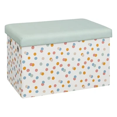 Imagen de ATMOSPHERA CREATEUR D&#039;INTERIEUR Puf plegable de almacenamiento Enio azul 57x36cm