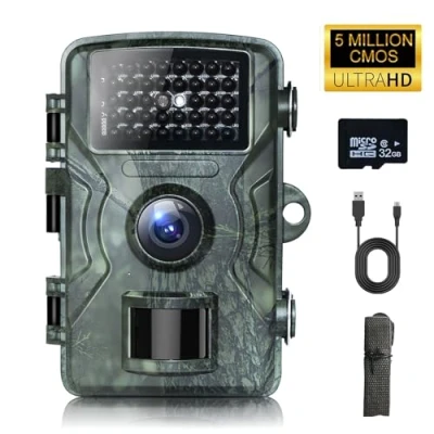 Imagen de TESPHAN Cámara de Caza 48MP 4K HD con LED IR Invisibles 940nm Visión Nocturna, Sensor 0.2s Tiempo Activación, IP66 Prueba Agua para Monitoreo Vida Silvestre y Vigilancia del Hogar