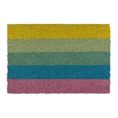 Imagen de Relaxdays Felpudo Fibras Coco, Diseño de Arcoíris, Alfombrilla Puerta Entrada, 40 x 60, Interior y Exterior, Multicolor, 1 Unidad