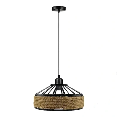 Imagen de LEDSone lámpara colgante de cuerda cáñamo vintage 30 cm, techo retro con soporte E27 para restaurante y cualquier otro lugar elegante