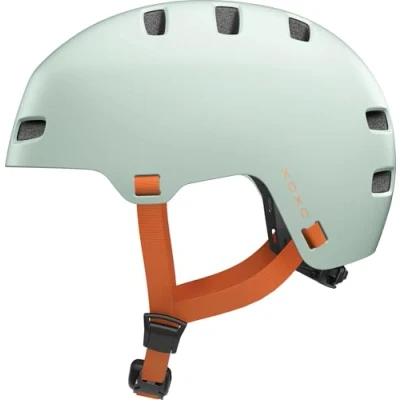 Imagen de ABUS XOXO casco de ciclista, urbano en look skater, para monopatín, bicicleta, scooter, con mentonera optimizada, adolescentes y adultos, talla L, verde