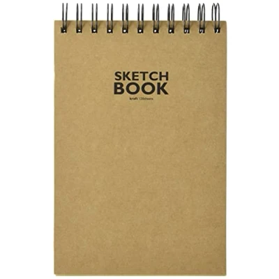 Imagen de Sketchbook Cuaderno de Dibujo Espiral, DIN A5, 120 Hojas, 100 g/m², Papel Kraft Resistente y reciclable Fibras Naturales sin blanquear, Naturaleza