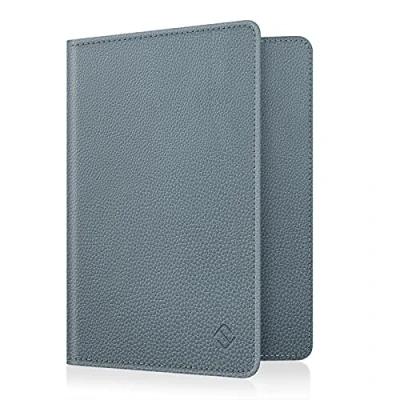 Imagen de Fintie Funda Pasaporte Cartera con Bloqueo RFID para Pasaporte, Tarjeta de Crédito, Tarjetas Visita, Pases Embarque, Médica Azul Gris