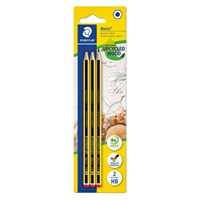 Imagen de Staedtler Noris 120 2BK3DA. Lápices de Madera Certificada. Pack con Tres Lapiceros Grafito HB
