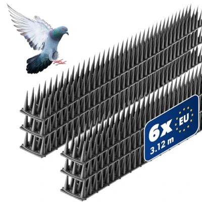 Imagen de KADAX Apelador de pájaros plástico, 51 x 4 3,5 cm, 3 Filas, espigas para Gato, Marta, Paloma, Valla, alféizar la Ventana, Techo, antipalomas, protección contra (6, Antracita)