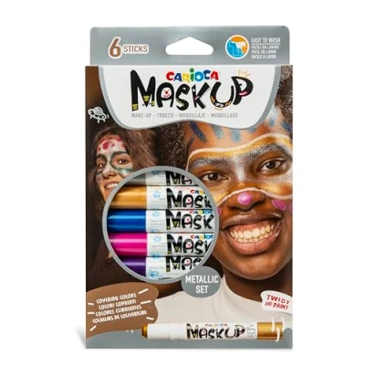 Imagen de Carioca Set Mask Up Metallic, Kit de Maquillaje, Maquillaje para Niñas y Niños, Efectos sobre la Piel en Barra a Base Agua, Colores Variados,6 Piezas