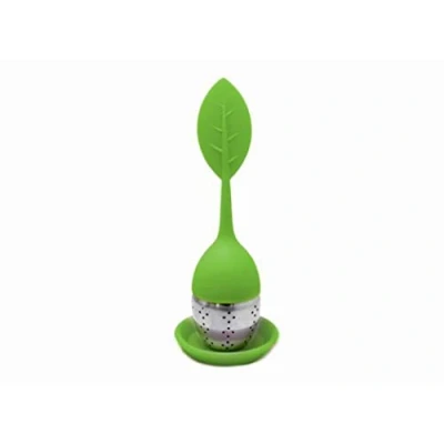 Imagen de NERTHUS FIH 262 Filtro de té forma hoja Silicona Libre BPA y Acero Inoxidable, infusiones, colador