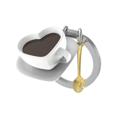 Imagen de O meta[l]morphose METALMORPHOSE MTM216 01 Llavero de taza café y cuchara, Blanco, Marrón, large, Único