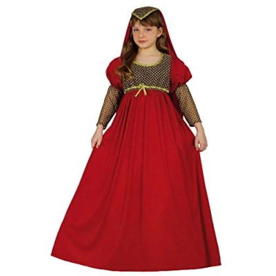Imagen de Ciao Giulietta Dama Medieval disfraz niña (Talla 7 9 años), liso, color rojo, (Fiori Paolo 61225.L)