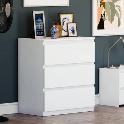 Imagen de Vida Designs Cajonera Denver, Madera de ingeniería, White, 3 cajones