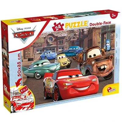 Imagen de Liscianigiochi Puzzle para niños de 24 piezas 2 en 1, Doble Cara con reverso colorear Disney Cars 86221