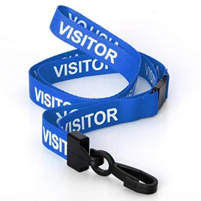 Imagen de CKB Ltd Visitor LANYARDS Correa de seguridad para el cuello, clip giratorio plástico tarjetero identificación, diseño liberación rápida (paquete 20, azul)