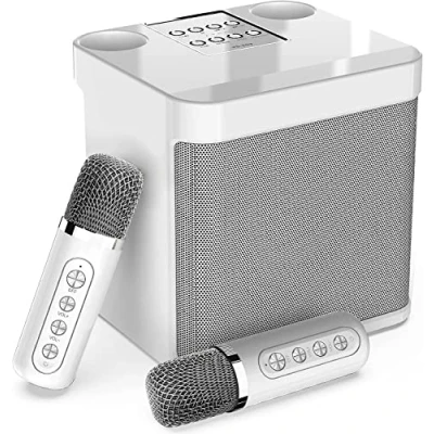 Imagen de Micrófonos Inalámbricos para Karaoke Bluetooth Altavoz con 2 Micrófono Canto/Karaoke Sistema de PA Portátil Fiestas, Actividades, Soporta Bluetooth, AUX, USB/TF