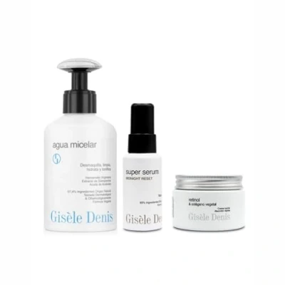 Imagen de GISÈLE DENIS Pack Rutina Antimanchas, Agua Micelar 250 ml + Serum Midnight Reset 30 Crema Facial Retinol y Colágeno Vegetal 50 ml, Cuidado de la Piel, Facial, Aporta Luminosidad