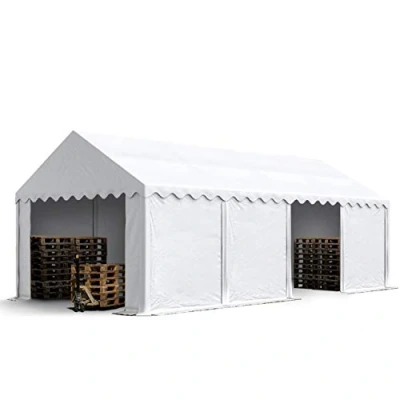 Imagen de TOOLPORT Carpa almacén 4x8 m PVC 700 N Impermeable Blanco de Almacenamiento