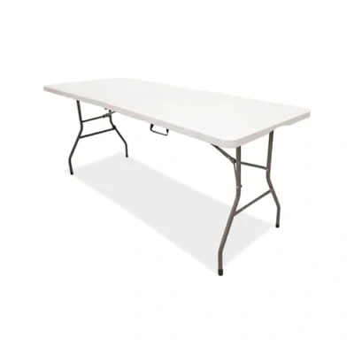 Imagen de YOEVU Mesa Plegable de Plástico Diseño Maleta con Asa Resistente y Portátil Capacidad 8 10 Personas Uso Interior Exterior, Blanco, 240CM,