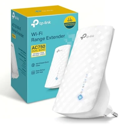 Imagen de TP Link RE190 AC750 Amplificador Señal WiFi, 433Mbps en 5GHz 300Mbps 2.4GHz con EU Enchufe, WPS, Indicador LED de Señal, Antenas Internas, Blanco