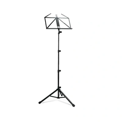 Imagen de K&amp;M 10810 Atril negro XXL base de metal, estable, altura ajustable 72 a 152 cm, soporte grande para partituras musicales