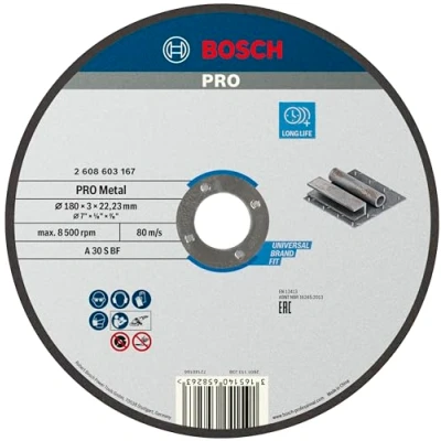 Imagen de Bosch Professional 1x Disco de Corte Recto Standard for Metal (para Metal, Ø 180 x 3 mm, Accesorios Amoladora)