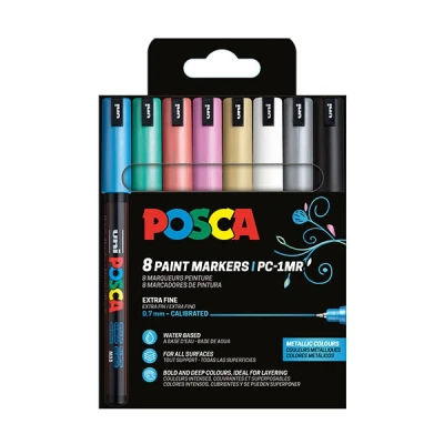 Imagen de Uni Ball181709 Marcador POSCA con punta calibrada, juego de 8, color metálico
