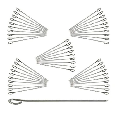 Imagen de Relaxdays Juego Pinchos Barbacoa, Acero Inoxidable, 11 cm, 50 Unidades