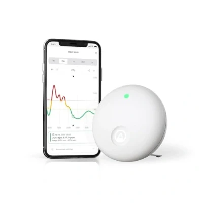 Imagen de Airthings 321 Wave Enhance Monitor de calidad del aire para CO2, COV, humedad, temperatura, presión, ruido y luz Ideal dormir mejor en dormitorios mejorar la concentración oficinas.