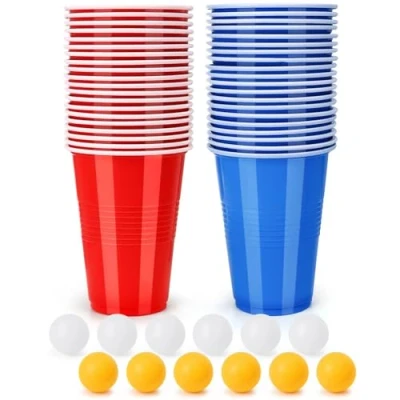 Imagen de Spy Rtb 40 Beer Pong, 500ml Vasos(20 Rojas + 20 Azules) y 12 Bolas, Reutilizables, Juego de Copas Bolas para Bebidas, Fiesta Celebración, Beber