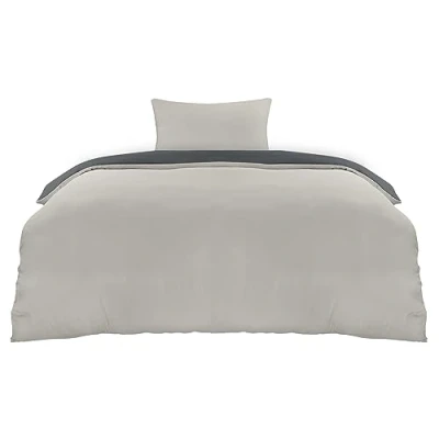 Imagen de Utopia Bedding Funda Nordica Cama 90 Microfibra Juego de Edredon 135x200 cm y 1 Almohada 50x75 (Gris Oscuro/Gris Claro)