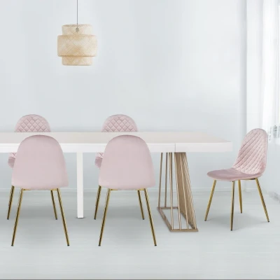 Imagen de Menzzo Norway Silla Acolchada, Terciopelo, Rosa, Talla única